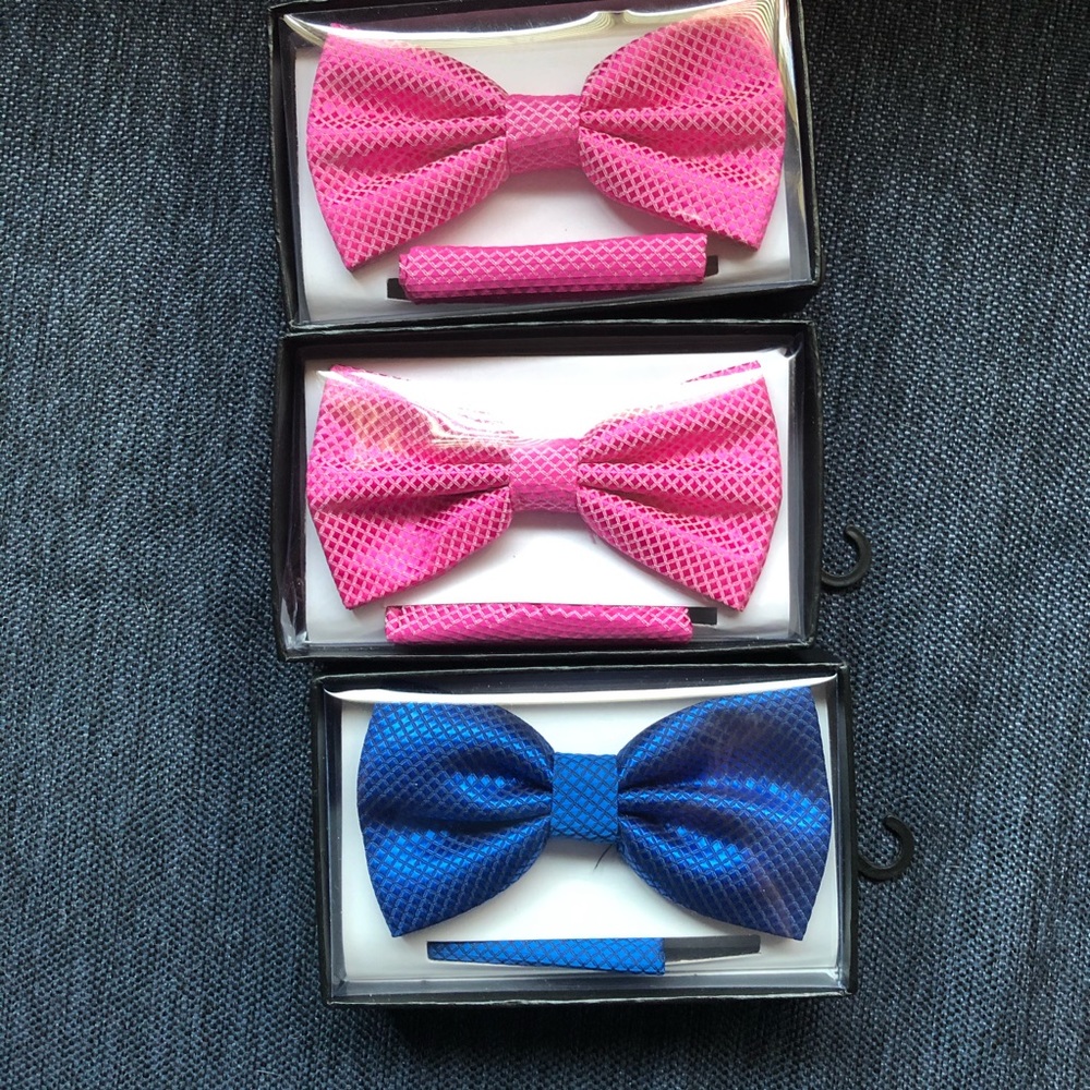 Mario Lorenzi Bow Tie & Pocket Square 3 Sets NIB